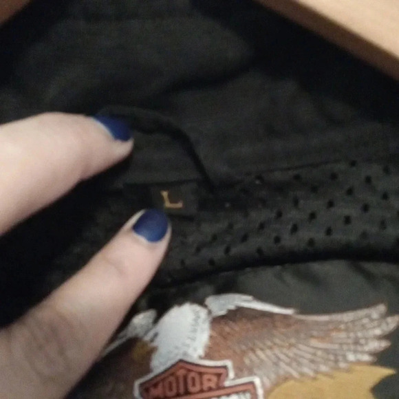 Harley Davidson women's large Nylon jacket black gray snap buttons / zipper - Picture 5 of 12